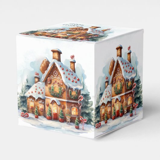 Gingerbread House Christmas Holiday Gift Box フェイバーボックス (正面サイド)