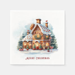 Gingerbread House Christmas Holiday Napkin スタンダードカクテルナプキン