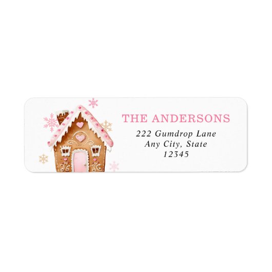 Gingerbread House Christmas Return Address ラベル (正面)