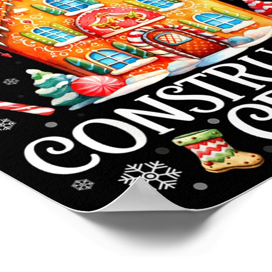 Gingerbread House Construction Crew Baking Christm ポスター (角)