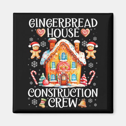 Gingerbread House Construction Crew Baking Christm マグネット (正面)