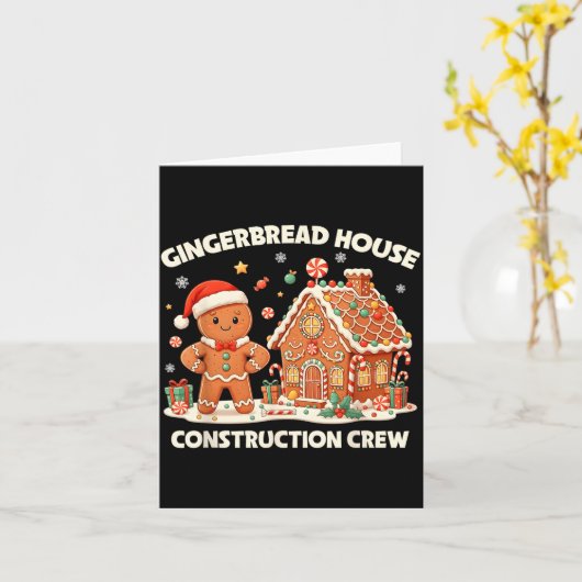 Gingerbread House Construction Crew Kids Men Women カード (黄色い花)