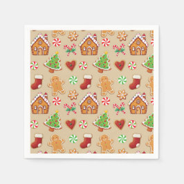 Gingerbread House Cookies Napkins Christmas Napkin スタンダードカクテルナプキン