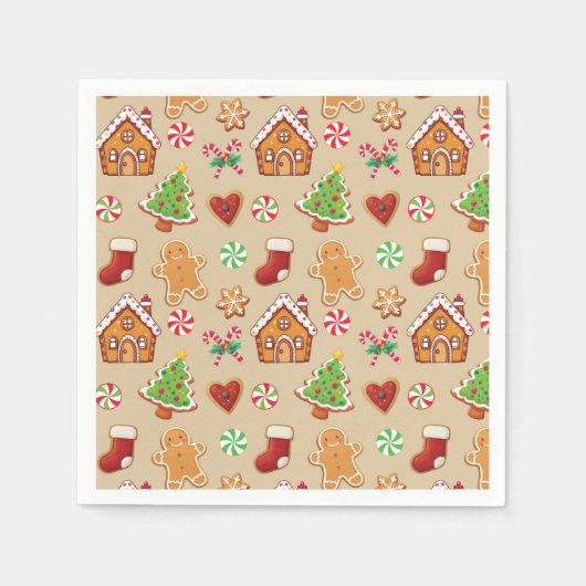 Gingerbread House Cookies Napkins Christmas Napkin スタンダードカクテルナプキン (正面)