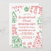 Gingerbread House Decorating Christmas Party 招待状 (正面/裏面)