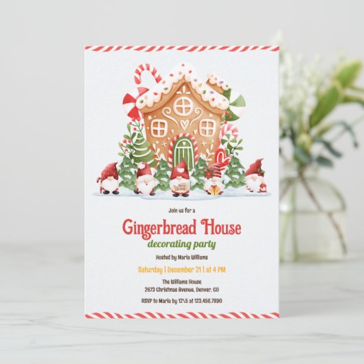 Gingerbread House Decorating Christmas Party 招待状 (スタンド正面)