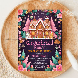 Gingerbread House Decorating Christmas Party 招待状