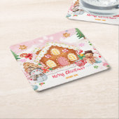 Gingerbread House Decorating Party スクエアペーパーコースター (アングル)