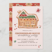 Gingerbread House Decorating Party Christmas 招待状 (正面/裏面)