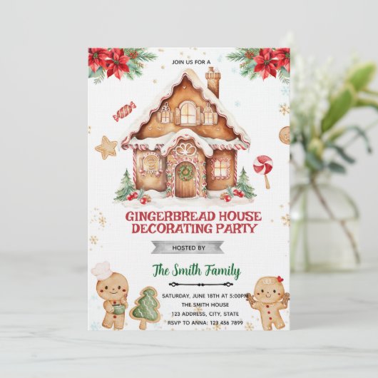 Gingerbread House Decorating Party Invitation 招待状 (スタンド正面)
