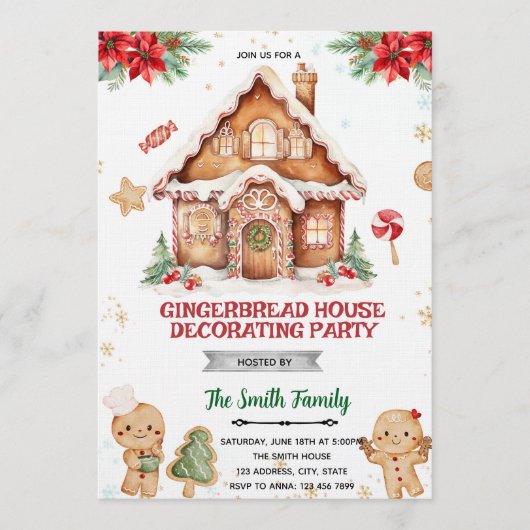 Gingerbread House Decorating Party Invitation 招待状 (正面)