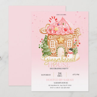 Gingerbread House Decorating Party Invitation  招待状
