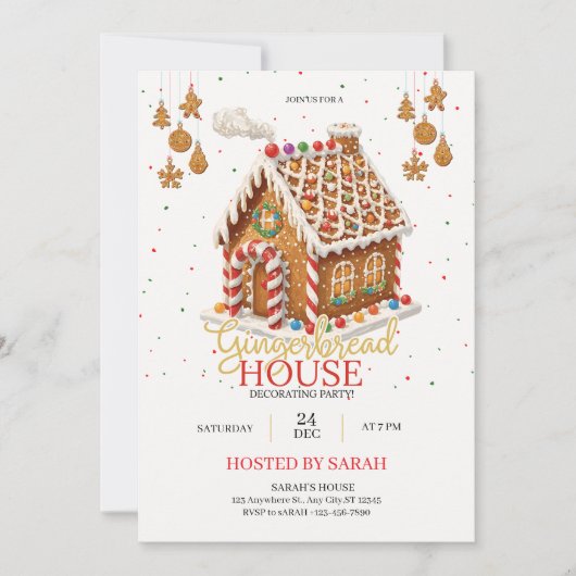 Gingerbread House Decorating Party Invitation  招待状 (正面)