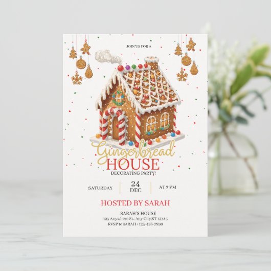 Gingerbread House Decorating Party Invitation 招待状 (スタンド正面)