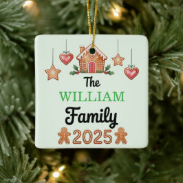 Gingerbread House Family Name 2025 Christmas セラミックオーナメント