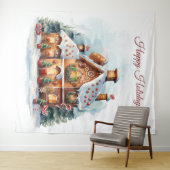 Gingerbread House Holiday Backdrop タペストリー (インサイチュ(横))