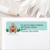 Gingerbread House Holiday Christmas Return Address ラベル (インサイチュ)