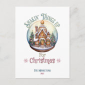 Gingerbread House in Snow Globe Christmas Holiday ポストカード (正面)