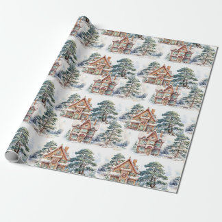 Gingerbread House in winter Pattern Wrapping Paper ラッピングペーパー