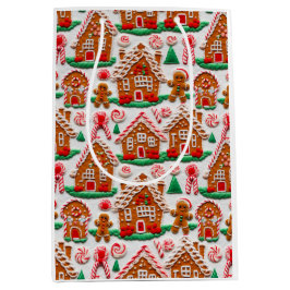Gingerbread House Needlework Christmas Holidays  ミディアムペーパーバッグ