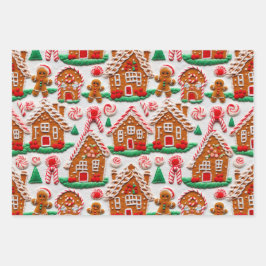 Gingerbread House Needlework Christmas Holidays  ラッピングペーパーシート