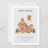 Gingerbread House Non Photo Christmas シーズンカード (正面)