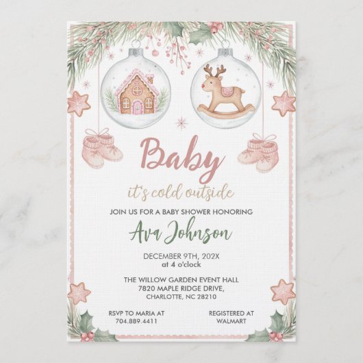 Gingerbread House Ornament Baby Shower Invitation 招待状 (正面)