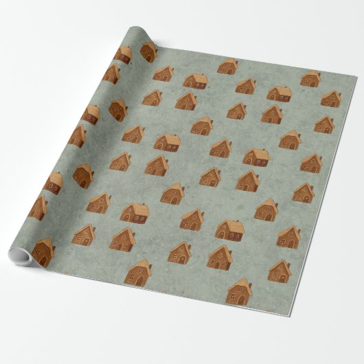Gingerbread House Pattern Wrapping Paper ラッピングペーパー (アンロールド)