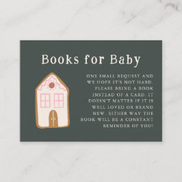 Gingerbread House Pink Baby Shower Book Request エンクロージャーカード