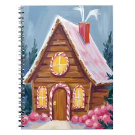 Gingerbread House Pink Christmas Watercolor ノートブック