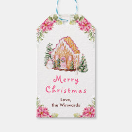 Gingerbread House Pink Merry Christmas ギフトタグ