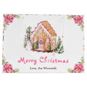 Gingerbread House Pink Merry Christmas ラージペーパーバッグ (裏面)