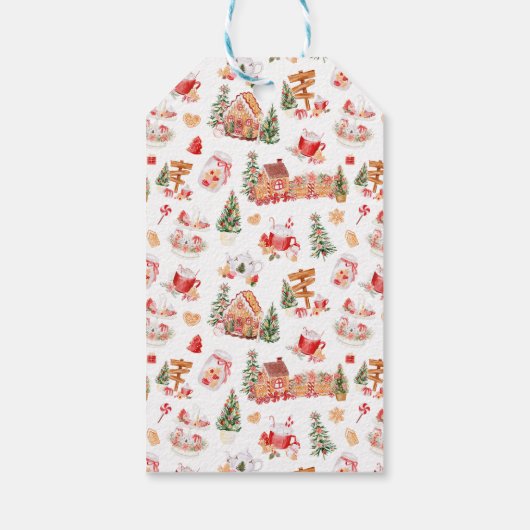 Gingerbread House Red Merry Christmas ギフトタグ (裏面)