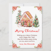 Gingerbread House Red Merry Christmas シーズンカード (正面)