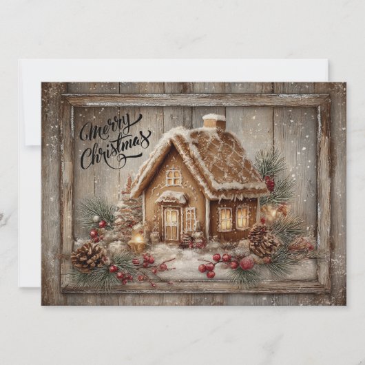 Gingerbread house rustic Christmas card シーズンカード (正面)