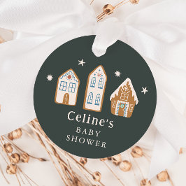 Gingerbread House Winter Boy Baby Shower フェイバータグ