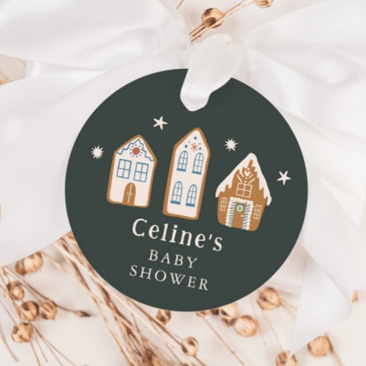 Gingerbread House Winter Boy Baby Shower フェイバータグ