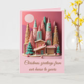 Gingerbread Houses Kitsch Germanic Christmas カード (黄色い花)