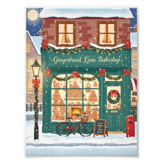 Gingerbread Lane Bakeshop Illustration Posters フォトプリント