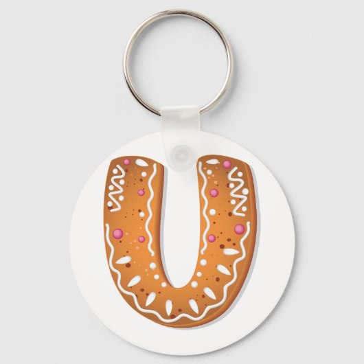 Gingerbread Letter U Monogram Holiday Cookie キーホルダー (正面)