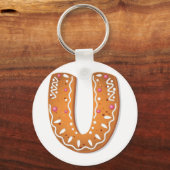 Gingerbread Letter U Monogram Holiday Cookie キーホルダー (正面)