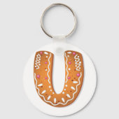 Gingerbread Letter U Monogram Holiday Cookie キーホルダー (裏面)