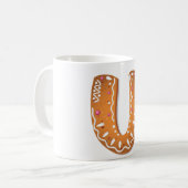 Gingerbread Letter U Monogram Holiday Cookie コーヒーマグカップ (正面左)