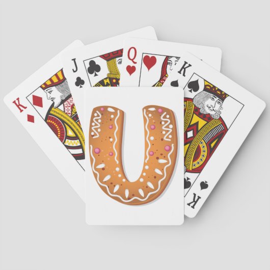 Gingerbread Letter U Monogram Holiday Cookie トランプ (裏面)