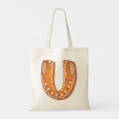 Gingerbread Letter U Monogram Holiday Cookie トートバッグ (裏面)