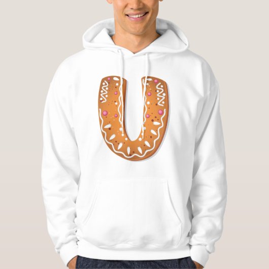 Gingerbread Letter U Monogram Holiday Cookie パーカ (正面)