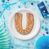 Gingerbread Letter U Monogram Holiday Cookie ペーパープレート (パーティー)
