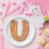 Gingerbread Letter U Monogram Holiday Cookie ペーパープレート (パーティー)