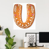Gingerbread Letter U Monogram Holiday Cookie ポスター (ホームオフィス)