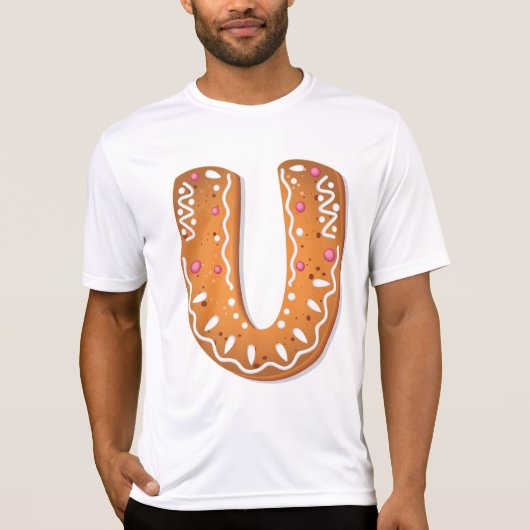 Gingerbread Letter U Monogram Holiday Cookie Tシャツ (正面)